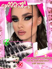 1837根/包 高容量单根假睫毛，D型卷翘，混合款式，长度10-16毫米，DIY假睫毛，自然浓密，轻盈纤细，超级柔软，可重复使用，单根分段式睫毛，睫毛嫁接套装，旅行必备 - 彩色 - 查看 7