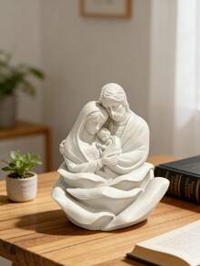 圣家树脂摆件：家居及祈祷空间的宗教装饰品，圣母玛利亚、圣约瑟和圣婴耶稣雕像，采用耐用树脂制成，展现虔诚的信仰，将永恒的信仰与温馨的家居装饰完美融合。这是一份饱含深情的礼物，适合基督徒家庭，为日常或节日聚会增添温暖。 - 彩色 - 查看 2