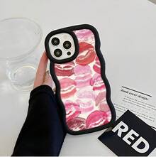 Funda protectora de teléfono con Fundas Para Celular Estampado Besos Colores Vivos regalo de moda minimalista interesante para hombres y mujeres, adecuado para  16/15/15Pro/15ProMax/14/13/12/11/XsMAX,  17,  Max Series, A14/A15/S23 Ultra/A50/A12/A32/A52/A72/A51/A21S/A13/A14/S22 Ultra/S23/A33/A53/S20 FE diseño creativo y de moda para hombres y mujeres - Negro* - Ver 1