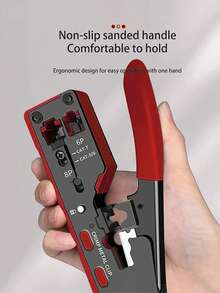 RJ45 CAT7 CAT6A Crimping Tool, Suitable For Cat7/6a/6/5e Network Connectors, With Blade Cutter, Wire Stripper And Ethernet Crimping Pliers - Red - View 7