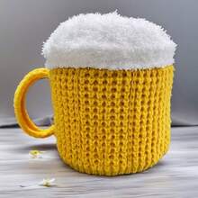 1pc Funny Beer Mug Knit Hat, Unisex Winter Warm Beanie - Patchwork Design Makes Face Look Smaller, Quirky Beer Hat - Suitable For Outings, Gatherings, Travel, Photography And More - A - View 10