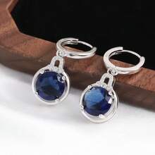 Sterling Silver Hypoallergenic Women's Earrings Cubic Zirconia Diamond Earrings Double Loop Earrings Stylish And Sophisticated Earrings Birthday Gifts - Silver - View 2