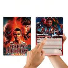 1set/12pcs New Popular American TV Series' ' Season 5 Themed Birthday Party Invitation Card Set, Paper Invitation Envelope, Envelope+Character Stickers, Fan Film And Television Peripheral Party Decoration Supplies, Birthday Party Creative Invitation Card, Birthday Gift, New Year's Gift - Multicolor - View 5