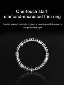 1个白色水晶汽车启动按钮盖 - 水钻点火环，女士款，闪亮一键启动装饰，豪华内饰配件 - 裝飾圈 - 查看 6