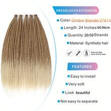 Synthetic Dreadlock Extensions 20/50 Strands Hippie Dreads 24 Inch Ombre Color 0.6 Cm Width Loc Extensions Reggae Style Crochet Hair - Nhiều màu - Xem 4