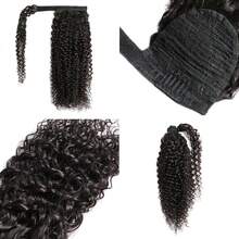 BINF 8-26Inch Kinky Curly Ponytail Human Hair With Wrap Around Magic Real Virgin Hair Clip In Extensions Curly Ponytail Human Hair Extensions Kinky Curly Human Hair Wrap Around Ponytail Extension Remy Pony Tail Hairpiece Wrap Around Curly Wavy Ponytails - Kinky Curly Wrap Around Ponytail - 查看 6