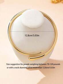 1pc Minimalist Geometric Design Spring Choker Necklace, Fashionable & Unique, Suitable For Women's Daily Wear, Birthday Gift - Yellow Gold - View 5