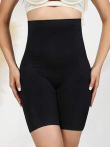 Damen nahtlose Slip mit hoher Taille, elastisch, Alltagskurzhosen und Sicherheitsshorts - Schwarz - Übersicht 5