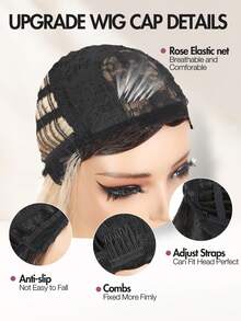 【优雅发型】棕色渐变层次直发假发，即戴即走，高品质无胶假发，耐热纤维，适合女性日常佩戴 - 漸變金色 - 查看 6