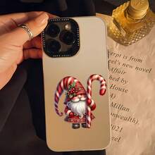 Estuche para teléfono con espejo con personaje de Jolly Santa, perfecto para la temporada navideña, compatible con  17,  16 Pro Max,  15 Pro Max,  13 y  12, fabricado con TPU duradero para protección contra golpes y caídas, brinda alegría festiva con su diseño encantador, un regalo encantador para familiares, amigos y seres queridos para celebraciones navideñas, cumpleaños o cualquier ocasión alegre - luna blanca - Ver 3