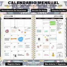 Agenda 2026 en Espaol u2013 planificador 2026 semanal y mensual, planificador diario con pestaas, Planificador de tapa dura, Tamao A5, para Escuela, Oficina y Hogar Rosa - Rosa - Ver 4