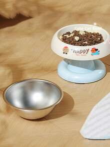 1pc Stainless Steel Non-Slip Anti-Spill Pet Bowl, Protects Pets' Neck - 250ml - View 7