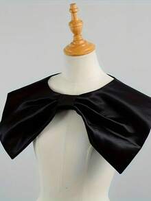 1 pieza Corbata de moño de satén blanco, cuello decorativo multifuncional con diseño elegante de botón de perla, accesorio de moda para boda y fiesta - A - Ver 5