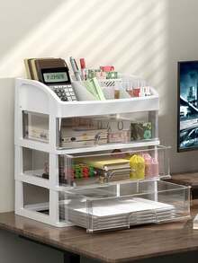 3-Tier Tabletop Cosmetic Storage Box - Multicolor - View 4