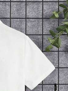 Young Boy Stand Collar Single-Breasted Shirt And Shorts Set - White - View 6