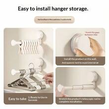 Suction Cup Balcony Hook Storage Organizer, No Drilling Required, Multi-Function Hanging Hook, Retractable Hook, Wall-Mounted Shelf - Multicolor - View 11