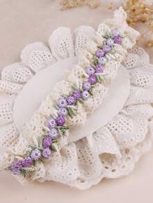 3 peças/Conjunto Faixa de Cabeça Elástica Decorada com Floral, Tule e Renda Fofa e Doce para Bebê - Multicolorido - Visão 6