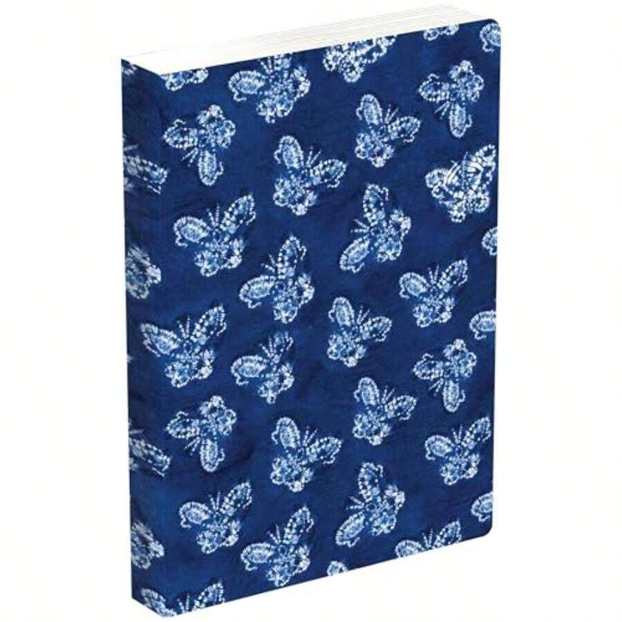 Shibori Indigo Butterflies Dotted Paperback Journal: Blank with Pocket(default) - Multicolor - Ver 1