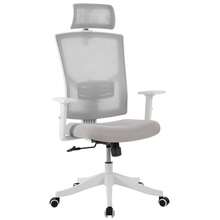 Silla de oficina ergonómica de malla, respaldo alto, soporte lumbar y reposabrazos ajustables, transpirable, para oficina en casa o espacio de trabajo, malla gris. - Gris Claro - Ver 9