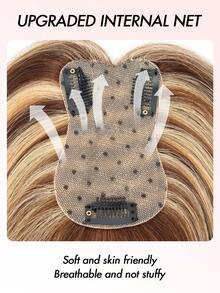 女士真人发假发片，无刘海，360° 3D立体设计，适合头发稀疏、白发、脱发，增加发量，带三夹假发底座 - S4/27 - 查看 3