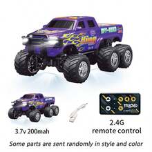 1:64比例迷你遥控怪兽卡车，迷你六轮遥控车，可充电合金外壳迷你遥控车带灯光，2.4GHz和APP控制，速度/方向可调，适合男孩女孩的玩具车，圣诞礼物 - 彩色 - 查看 15