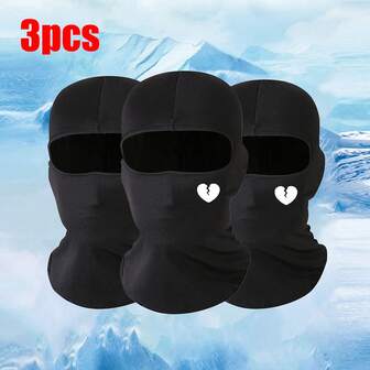 1/2/3 piezas Gorro unisex con estampado de corazón, pasamontañas, gorro, adecuado para actividades al aire libre como senderismo, escalada, ciclismo, esquí