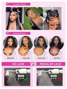 40 Inches 250% Density Lace Front Wig Human Hair Body Wave 5x5 Closure Glueless Wigs Transparent Swiss Lace 200% Density 13x4 Lace Front Wigs Human Hair Pre Plucked With Baby Hair For Women Natural Black - SNatural - View 6