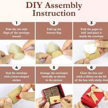 30/60pcs Mini Heart-Shaped Envelopes With Stickers And Cards, Perfect Gift For Friends, Family Or Loved Ones On Valentine's Day Or Birthday - Multicolor - View 5