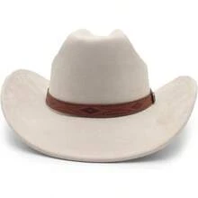 - Sombrero de vaquero para mujeres y hombres, de ala ancha, vaquera, de ante occidental, ganadero, sombreros de vaquero - Beis - Ver 2