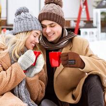 4 Pairs Fingerless Gloves with Cover Convertible Mittens Knitted Gloves Women Men - Azul marino, black, café, gris claro - Ver 6