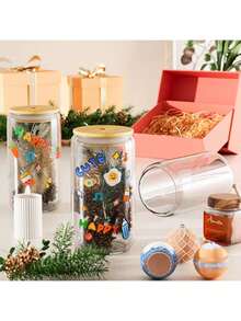 4 pièces/set Verres à paille en verre de 500 ml avec couvercles en bambou, pailles et brosse à paille. Convient pour le café glacé, le thé au lait, les sodas, les jus, le thé et autres boissons. Idéal comme cadeau de vacances, cadeau de la Saint-Valentin et accessoire indispensable pour la rentrée scolaire. - transparent - Voir 9