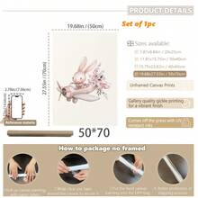 1 pieza Lienzo de arte de pared - Decoración de guardería para niñas, tema adorable de conejo, póster de conejo rosa suave - Arte de pared enmarcado perfecto para la decoración de la habitación de los niños, decoración de la sala de juegos, decoración de la habitación de los niños, decoración de la guardería, decoración de la sala de juegos, decoración de la guardería de niñas, decoración de la habitación de niñas, decoración de la habitación de niños, decoración de la habitación de niños - Multicolor - Ver 19