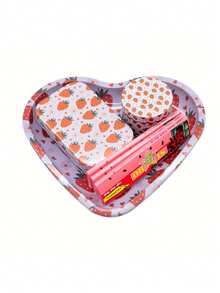 1 Set Heart-Shaped Tray Starter Smoking Kit, Includes 18cm*16cm Heart-Shaped Tray, 3 Different Flavored Rolling Papers, 11cm King Size Flavored Rolling Papers, Patterned Metal Grinder, 3 Piece Set, Slow & Even Burning, Suitable For Parties, Holidays, Valentine's Day Gifts - Multicolor - View 13