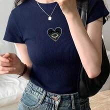 1件手工串珠爱心眼睛布贴水钻刺绣装饰配件，适用于服装、包包、鞋子，DIY胸针和徽章，个性化时尚装饰，理想的节日圣诞礼物，送给亲朋好友 - 彩色 - 查看 7