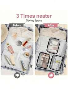 Lightweight Fade Resistant PVC Toiletry Bag For Women Girls Travel Organizer Pouch With Zipper Closure Portable Cosmetic For Case Easy Wipe Clean Design Modern Aesthetic Material Essentials Vacation Summer Holiday Back To School Supplies Waterproof Makeup Cruise Bathroom Large Capacity Techsavvy - 彩色 - 查看 9
