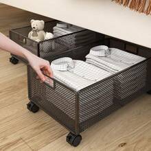 1 pieza Caja de almacenamiento plana con ruedas, adecuada para almacenamiento debajo de la cama; 1 pieza Estantería de almacenamiento de ropa tipo cajón para el hogar - Multicolor - Ver 4