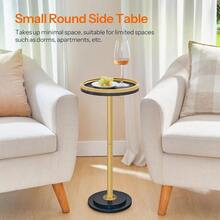 Small Round Side Table Drink Table Coffee Martini Table With Pedestal Accent For Small Spaces In Living Room Bedroom Sofa Couch Black And Gold DB168BZ01 - BlackGold - View 4