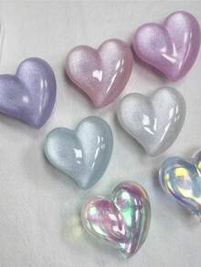 1个INS心形亚克力树脂手机支架，可折叠桌面磁吸气垫手机支架，情人节礼物，兼容、安卓手机，生日礼物，送给家人、朋友的礼物，生日推拉式手机支架，手机配件 - 彩色 - 查看 2