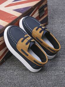 1 Pair Classic Stitching Slip-On Loafers For Teens & Kids, Breathable Non-Slip Soft Sole Comfortable Casual Shoes, Suitable For School And Daily Wear, Blue Leisure Children Shoes