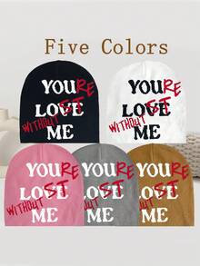 情人节情侣帽，时尚“你爱我”字母设计，秋冬户外骑行帽，保暖针织帽，Y2K街头风，秋冬美学 - YOU LOVE ME - 查看 2