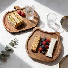Par de bandejas con diseño de calabaza y cabeza de perro, set de tabla de queso y charutería de madera de acacia rústica para el Día de Acción de Gracias, otoño, amantes de las mascotas, inauguración de casa, aniversario
