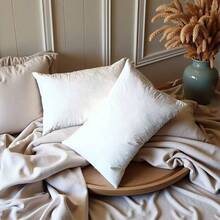 1/2pcs Feather Filled Pillow Insert, Sizes Available: 21*21 Inches/20*20 Inches/18*18 Inches/14*21 Inches, Soft & Fluffy Square Pillow Insert, Filled With Goose & Duck Down, 100% Cotton Pillow Cover, Decorative Pillow For Sofa & Bed, White - White - View 18