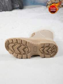 Women's Winter High-Top Thermal Lined Warm Snow Boots, Women's Outdoor Anti-Slip Hiking Boots, New Winter Plus Size High-Top Anti-Slip Tall Boots, Thermal Lined Thick Women's Boots, Women's Tall Boots, Women's Fashion Warm Snow Boots, Women's Outdoor Winter Hiking Boots, Women's Boots, Women's Lace-Up Mid-Calf Boots, Women's Travel Boots, Women's Snow Boots, Winter Boots, Fluffy Boots Women's Boots, Women's Ski Boots, Women's Climbing Boots, Warm Boots, Women's Work Boots, Outdoor Western Style Lace-Up Fleece Snow Boots - Khaki - View 7