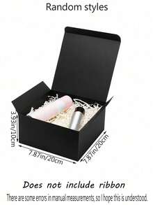8件/1件 - 黑色附蓋禮品盒，伴娘/伴郎聖誕婚禮畢業節日生日禮物包裝紙板手工小禮盒 - 婚禮伴郎求婚禮盒，聖誕節，畢業，節日 - 黑色 - 查看 8