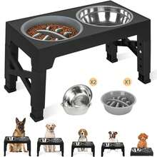 SHIXIONG Cuencos elevados para Perros,Comedero Elevado para Perros con comedero Lento,Plegable,5 Alturas Ajustables,Comederos para Perros pequeño, Mediano y grande, Gatos, Todo Tipo de Mascotas - 1L - Ver 5