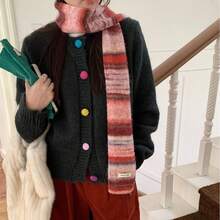 热销！女士条纹撞色冬季围巾 - 厚实、保暖、舒适、时尚，休闲百搭长围巾 | 批发供应，超值优惠，限时特价 | 日常穿搭和冬季造型必备时尚配饰 - 彩色 - 查看 7