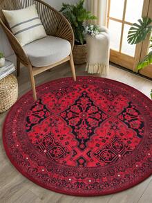 1pc Round Style Rug Carpet, Bohemian Vintage Soft Comfortable Home Decor Round Floor Mat For Living Room, Bedroom, Study - Multicolor - View 11