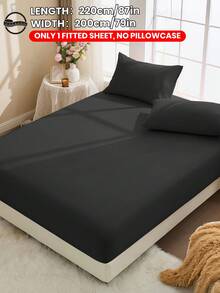 2/3 Pcs 100% Cotton Bedsheet Set, Solid Color Bedding Set, Comfortable Home Textile, Soft & Breathable Anti-Pilling Mattress Protector, Skin-Friendly Bed Cover Set, Suitable For All Seasons, Fits Twin, Full, Queen, King Size Beds - Black - View 37