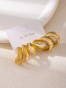 Bộ 6-18 bông tai thời trang mạ vàng, kiểu dáng thanh lịch, phù hợp để đeo hàng ngày, dự tiệc và các sự kiện. - Vàng - Xem 8