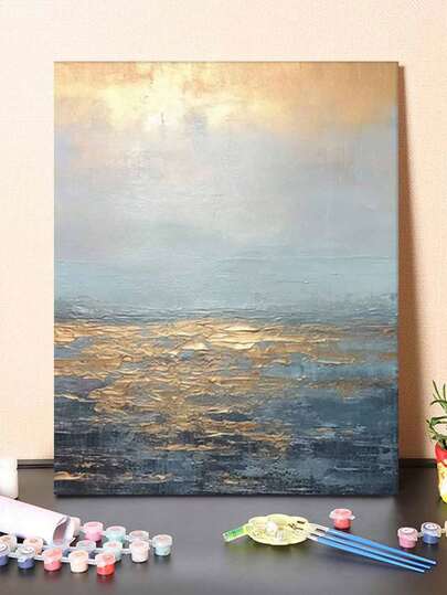 1pc Abstract Golden Sunset Ocean DIY Oil Painting By Numbers Canvas Painting DIY Crafts Adult Home Decoration 40x50cm/16x20inch, Holiday, Valentine's Day, Easter, Thanksgiving Gifts